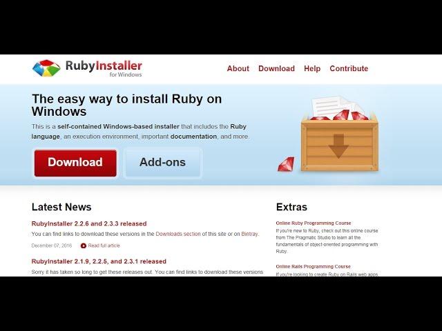 How to install Ruby on windows 7, 8, 10