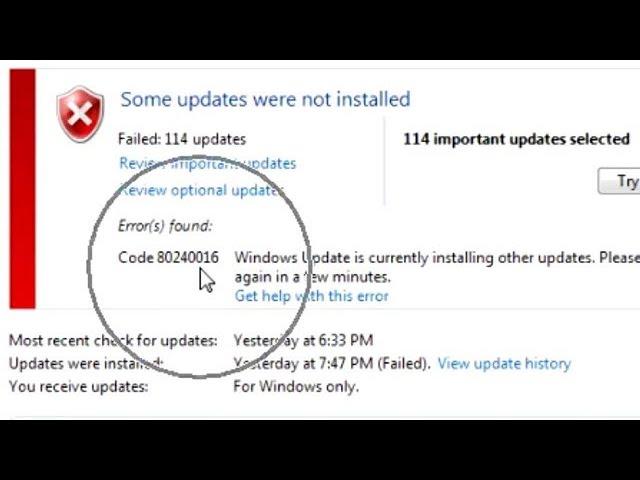 Fix all Windows update error on windows 10,  7, 8 |  How to fix Windows Update Error Code #80240016