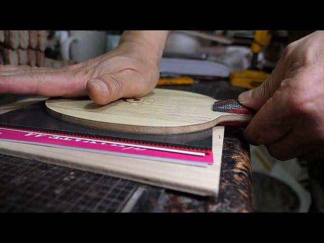 process of making a Korean luxury table tennis racket. table tennis racket artisan