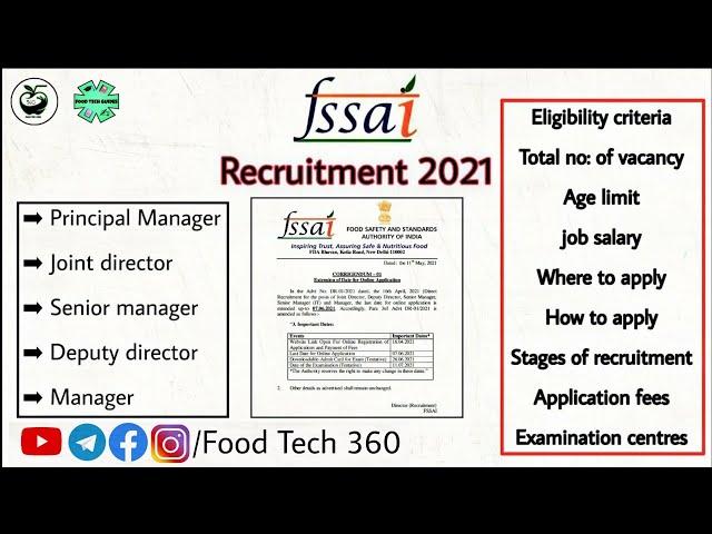 Fssai recruitment 2021 - Last date of application extended | All you should know - Apply now