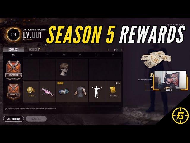 PUBG Season 5 Badlands Rewards (Survivor Pass Items)