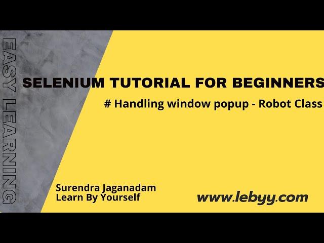 Handling popup windows using Robot class|| Handle Keyboard Events | Selenium Tutorial for Beginners