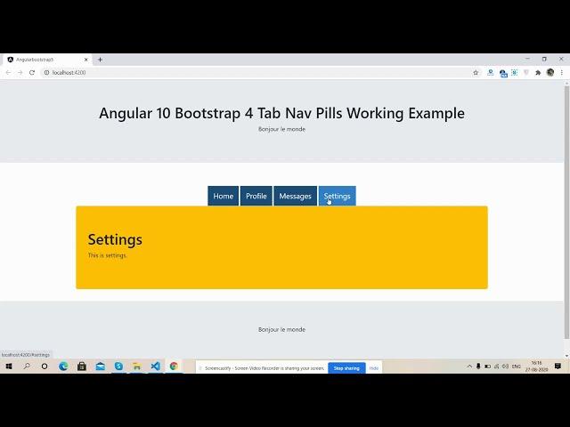 Angular 10 Bootstrap 4 Tab Nav Pills