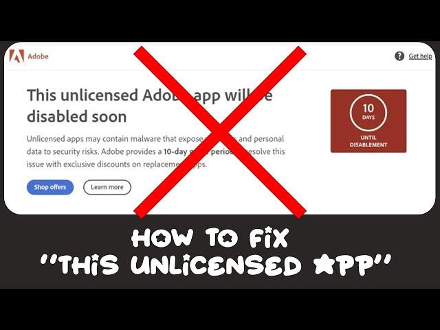 How to remove "Unlicensed Adobe Photoshop ERROR"