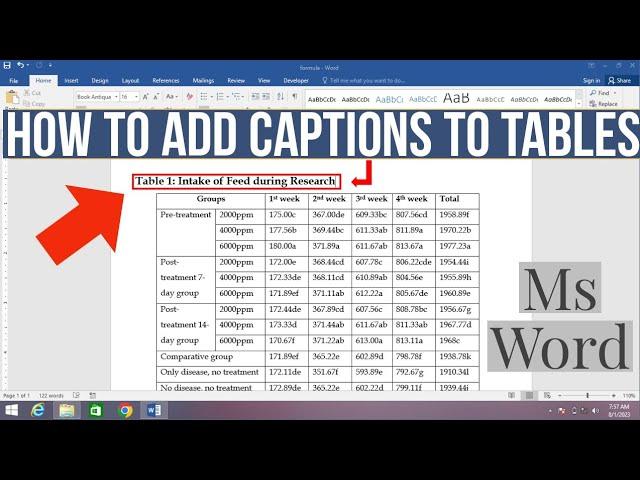 How to Add caption to Table in MS Word | How to insert caption on table in Word | Caption to Table