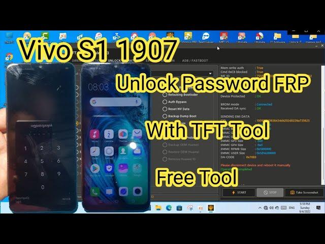 Vivo S1 1907 Unlock Password FRP With TFT Tool