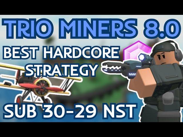 TRIO MINERS 8.0 BEST HARDCORE STRATEGY FOR GEM GRIND | Tower Defense Simulator TDS