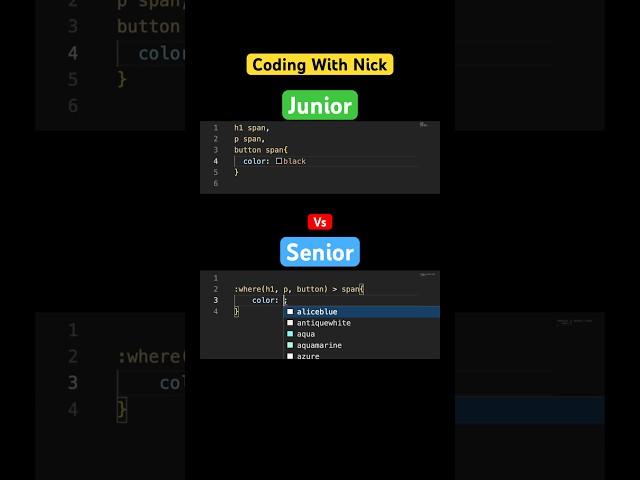 Junior vs Senior developer programming #coding #programming #code #shorts #htmlcss #javascript