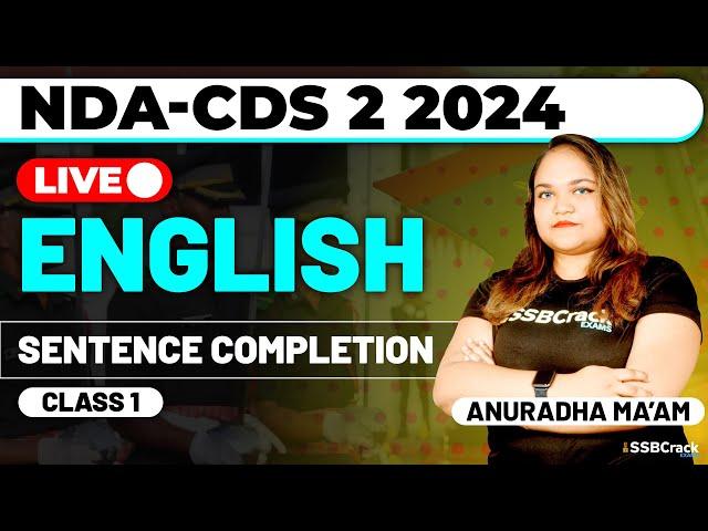NDA-CDS 2 2024 Exam English Live - Sentence Completion - Class 1