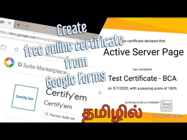 How to create e-certificate using google forms? | ecertifcates using certify'em | Tamil