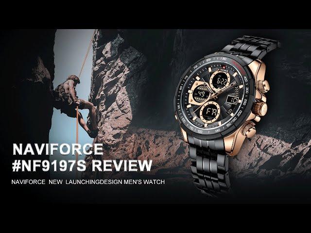 unboxing of NAVIFORCE Watch review丨NF9197 multifunctional LED Digital men's watch real watch display