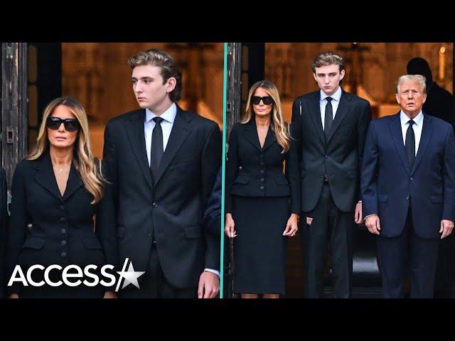 Barron Trump Joins Donald Trump At Funeral For Melania Trump's Mother