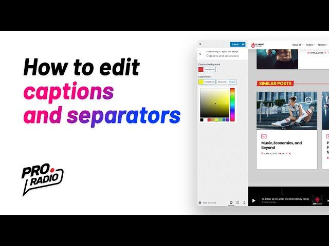 How to customize captions and separators [Pro.Radio WordPress Theme tutorials]