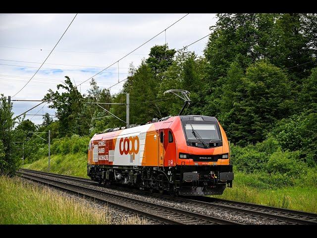 Bahnverkehr am 14.06.24 - "Ralpiercer, DB Cargo Fährt, railCare Euro 9000 am Bözberg und in Brunegg"