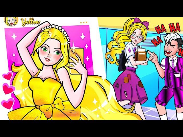 [paper doll] Rapunzel From Nerd To Beautiful Girl - Rapunzel Compilation