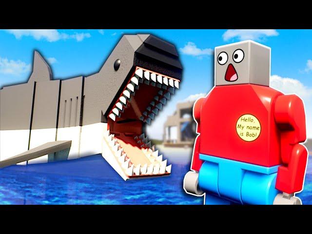 GIANT SHARK SURVIVAL! - Brick Rigs Multiplayer Gameplay