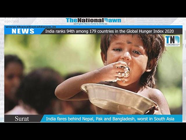 India ranks 94th among 179 countries in the Global Hunger Index 2020