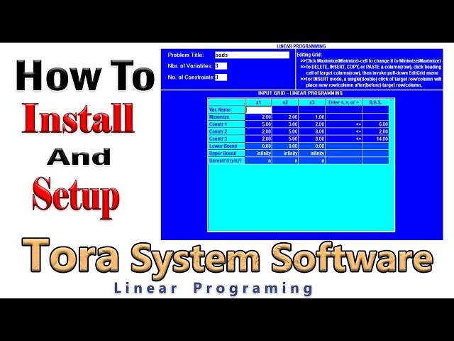 How To Install Tora Software Free | Linear Programing