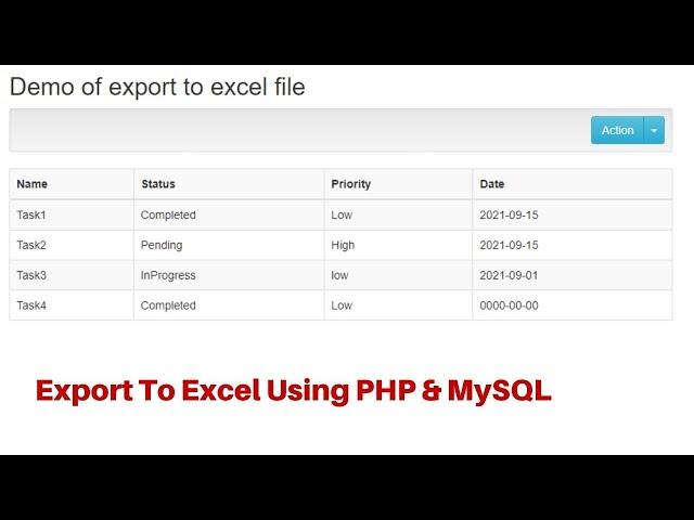 Export To Excel Using PHP & MySQL | Export Excel Using AJAX