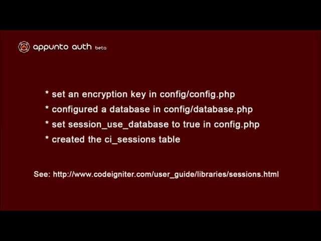 Installing and Configuring Appunto-Auth for CodeIgniter