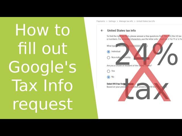 How to submit your Tax Information in AdSense (YouTube tax) - Avoid paying 24% tax (UK example)