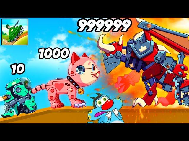 Oggy Upgrading Noob Tank To Dragon Immortal Tank In Hill Of Steel Game | Noob Pro Hacker