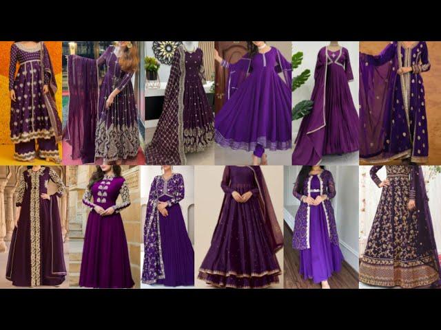 2024 letest purple colour anarkali suit design।50+digain। partywear anarkali dress design।