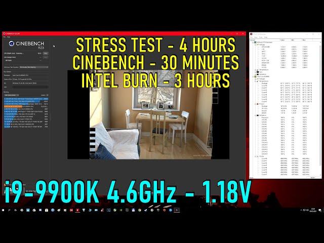 9900K 4.6Ghz-1.18V: Intel Burn - Cinebench R23 - Stress Test