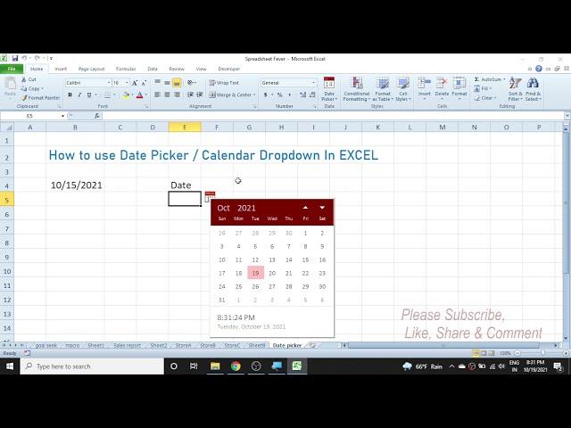 Learn How to Enable Date Picker or Calendar Drop Down in Excel