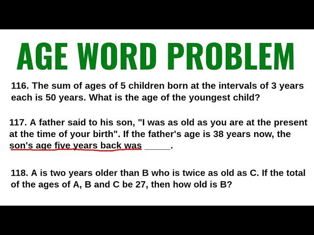 Age Word Problem (Mock Exam Solutions)