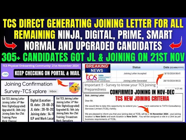 TCS DIGITAL (UPGRADED) JOINING LETTER OUT | NEW DOJ 21 NOV | PRIME, NINJA, SMART JOINING ON 21ST NOV