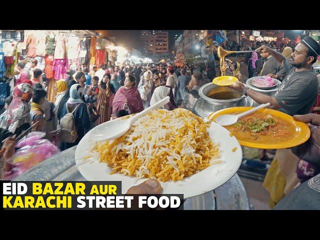 Eid Bazar aur Street Food in Karachi | Shopping at Hyderi Market | Bun Kebab, Biryani, Haleem & More