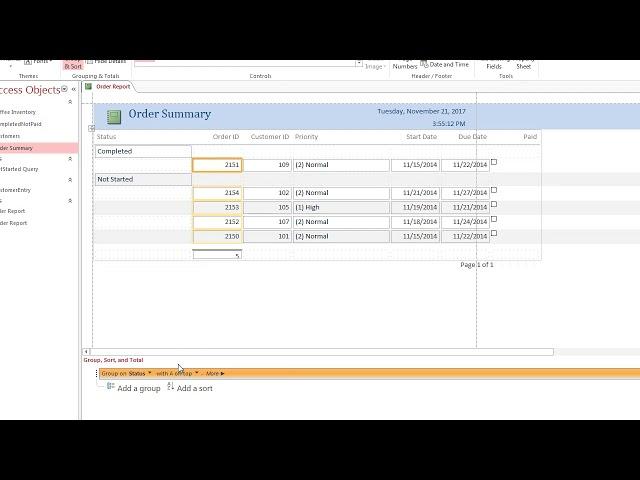 Group data in a report in Access