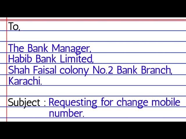 Application to Bank Manager to Change Mobile Number | Request to Update Mobile Number