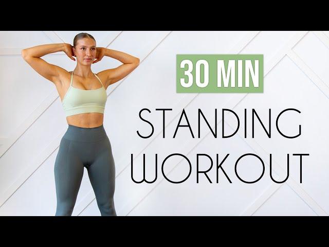 30 MIN FULL BODY HIIT - All Standing, No Repeats, Warm Up & Cool Down