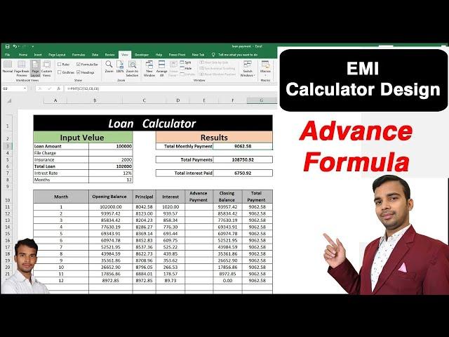 EMI loan calculator excel reducing balance sheet design with statement in Ms Excel