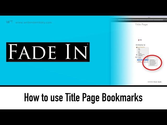 How to use Fade In Title Page Bookmarks