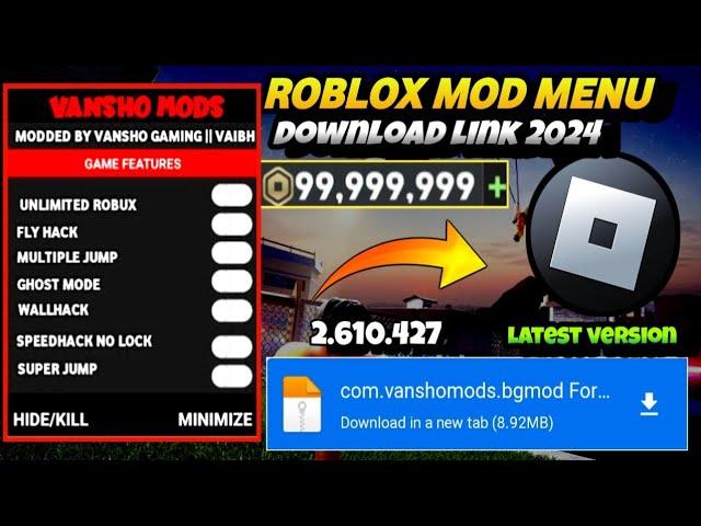 FREE ROBUX !! Roblox Mod menu v2.615.606 Fly , Speed,Free Robux 2024 Roblox Mod apk By Vansho