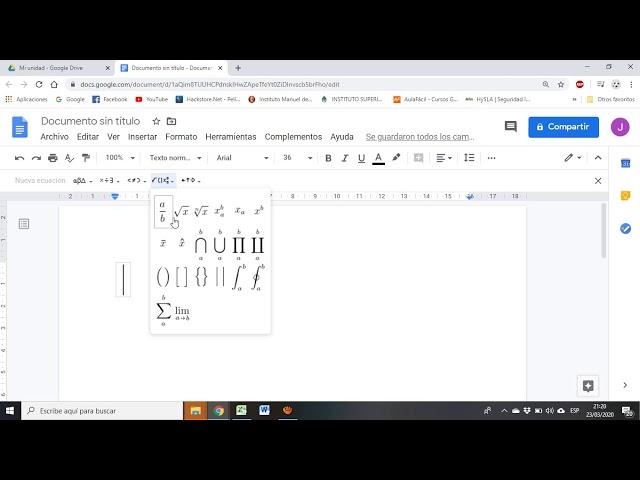 Insertar ecuaciones en Google Docs
