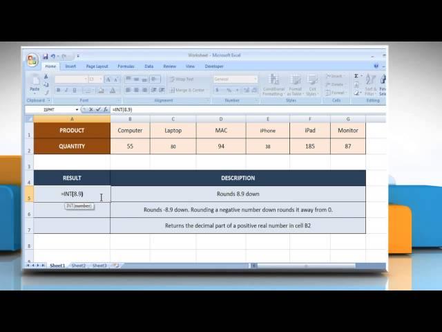 How to use the INT function in Excel :Tutorial