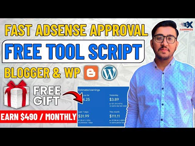 Fast AdSense Approval  - Free Tool Script Blogger & WP  - Earn $490 Every Month With Tool Website