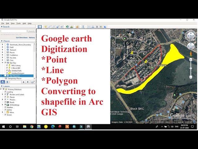 Digitization in Google Earth/ Point-Line-Polygon digitization in google Earth/ KML to Shapefile