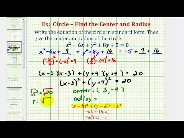 Ex 1: Write General Equation of a Circle in Standard Form