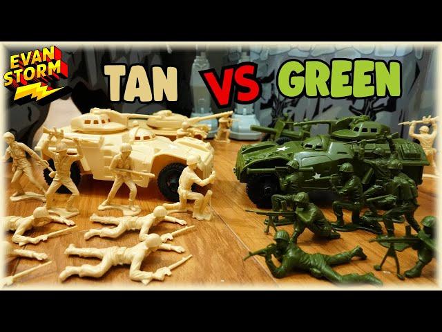 TimMee Toy Army Men Castle Defense Green VS Tan Capture the Secret Documents With Iron Giants