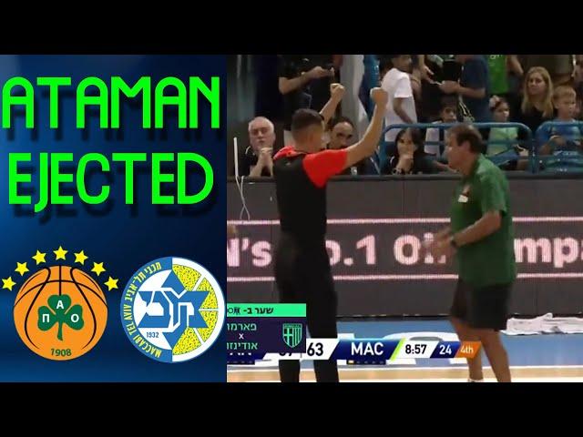 Ergin Ataman first ejection 2024/25 | Panathinaikos - Maccabi