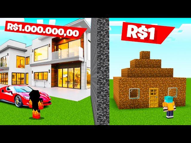 Batalha de Construção de R$1,00 vs R$1.000.000,00 no Minecraft