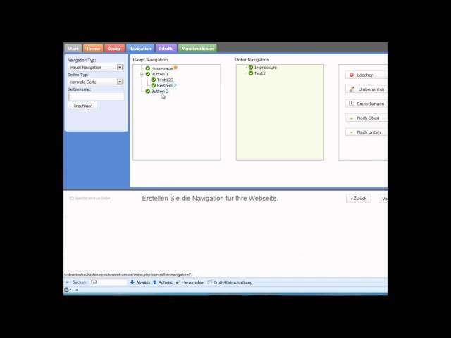 Webseitenbaukasten Navigation erstellen