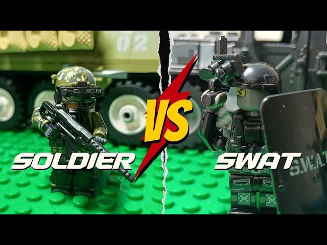 (Lego Stop-motion test part 27) a soldier Vs a swat member