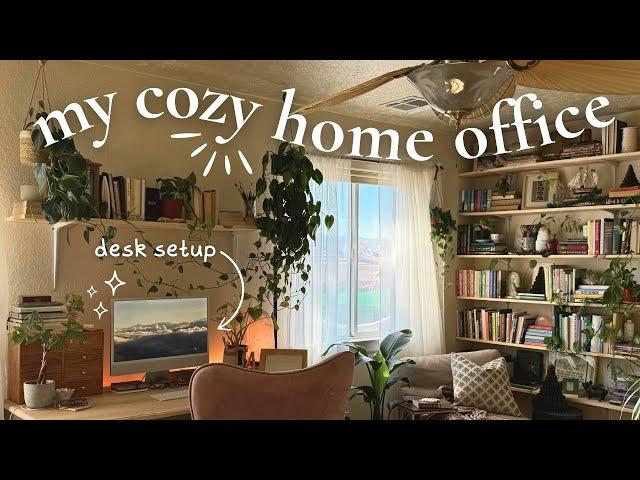 cozy home office tour!!  my desk setup, decor, & reading nook