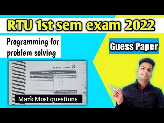 RTU 1st sem programming for problem solving most questions | RTU Exam Update